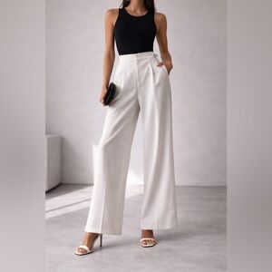 White Wide-Leg Palazzo Pants